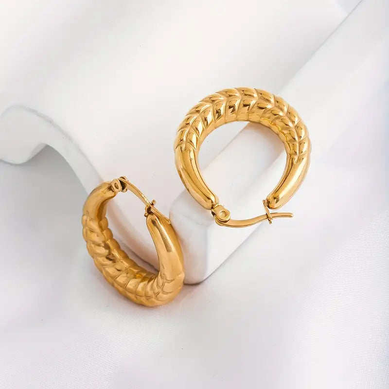 Golden Chunky Hoop Earring